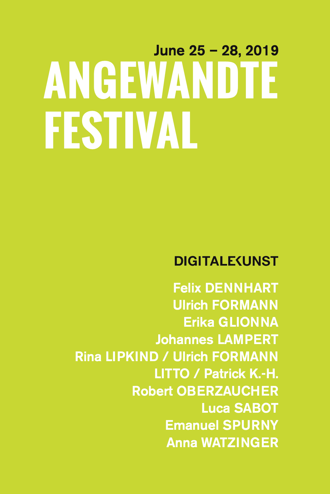 Angewandte Festival 2019 exhibition flyer