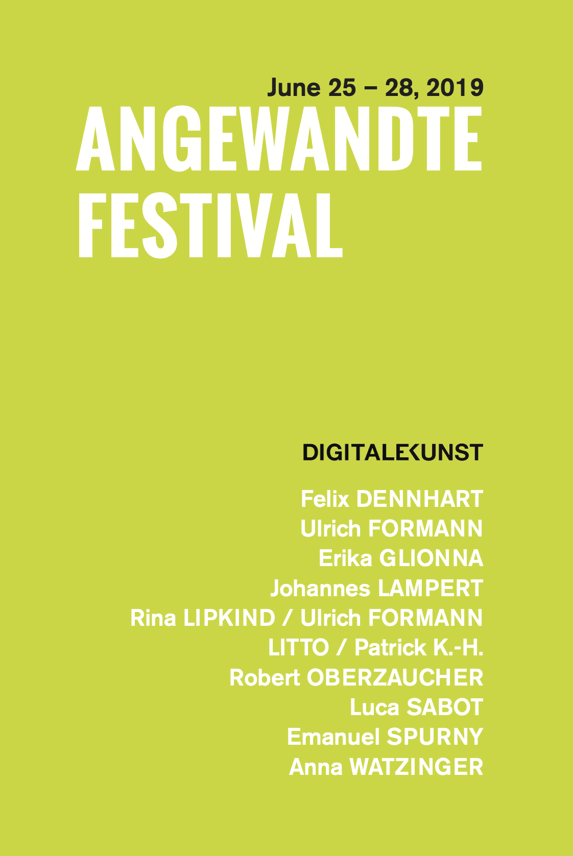 Angewandte Festival 2019 exhibition flyer