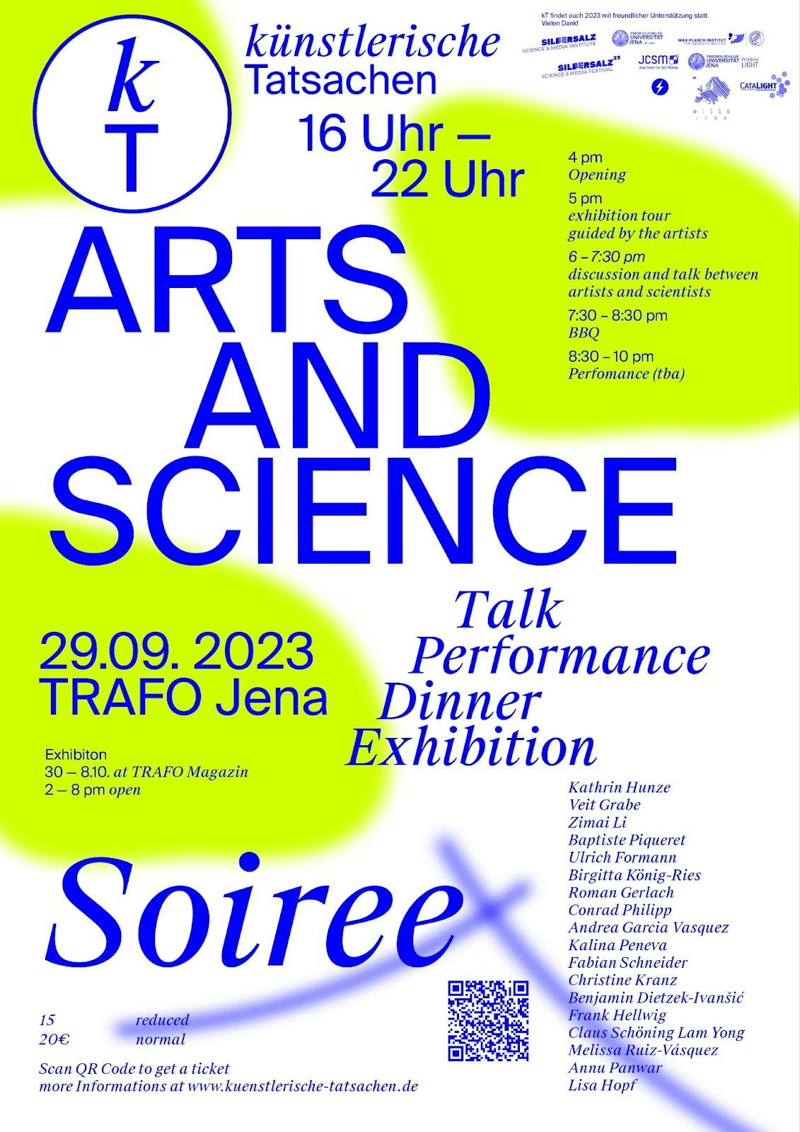 künstlerische Tatsachen Arts & Science Soiree exhibition flyer
